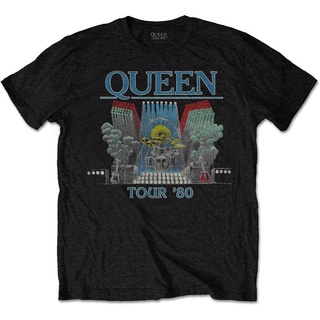 เสื้อยืดคอกลมcrew neckQueen freddie mercury world tour 1980 stage อย่างเป็นทางการ tee เสื้อยืดผู้ชาย unisex plus ขนาด cl