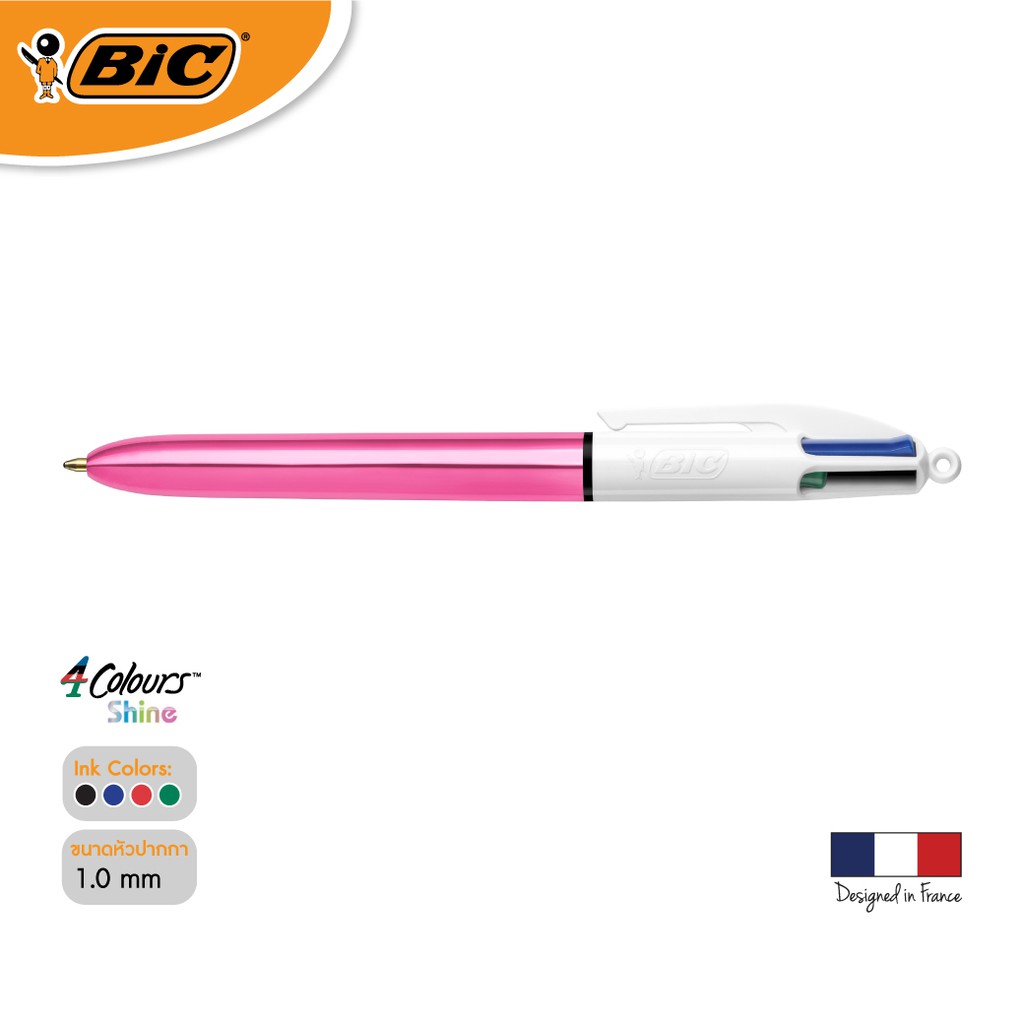 [Official Store] BIC บิ๊ก ปากกา 4 Colours Shine 4สี ปากกาลูกลื่น น้ำหมึก4in1 หัว1.0 mm.(Pink) จำนวน 1 ด้าม
