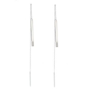 Gails EFK374 Half Diamond Bar Chain Earrings