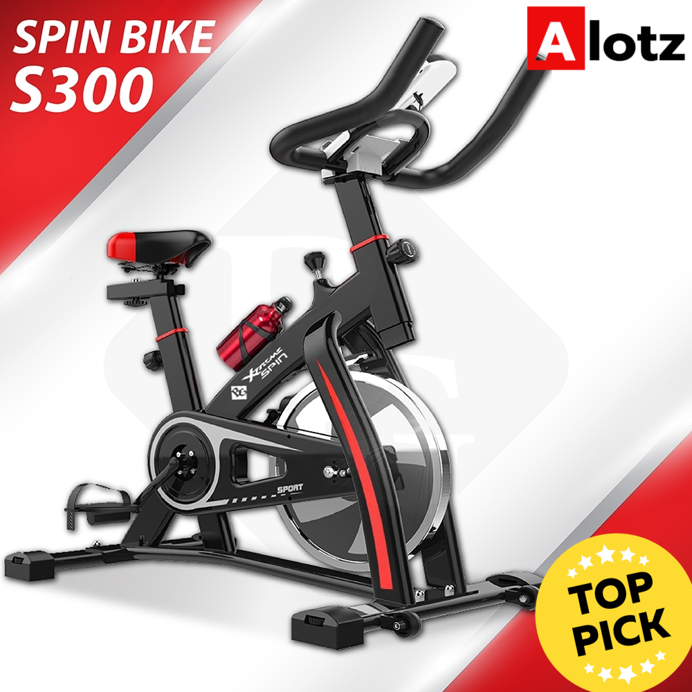 Alotz จักรยานนั่งปั่นออกกำลังกาย Spin Bike พร้อมหน้าจอ LED แสดงผลการทำงาน รุ่น S300 (Black)