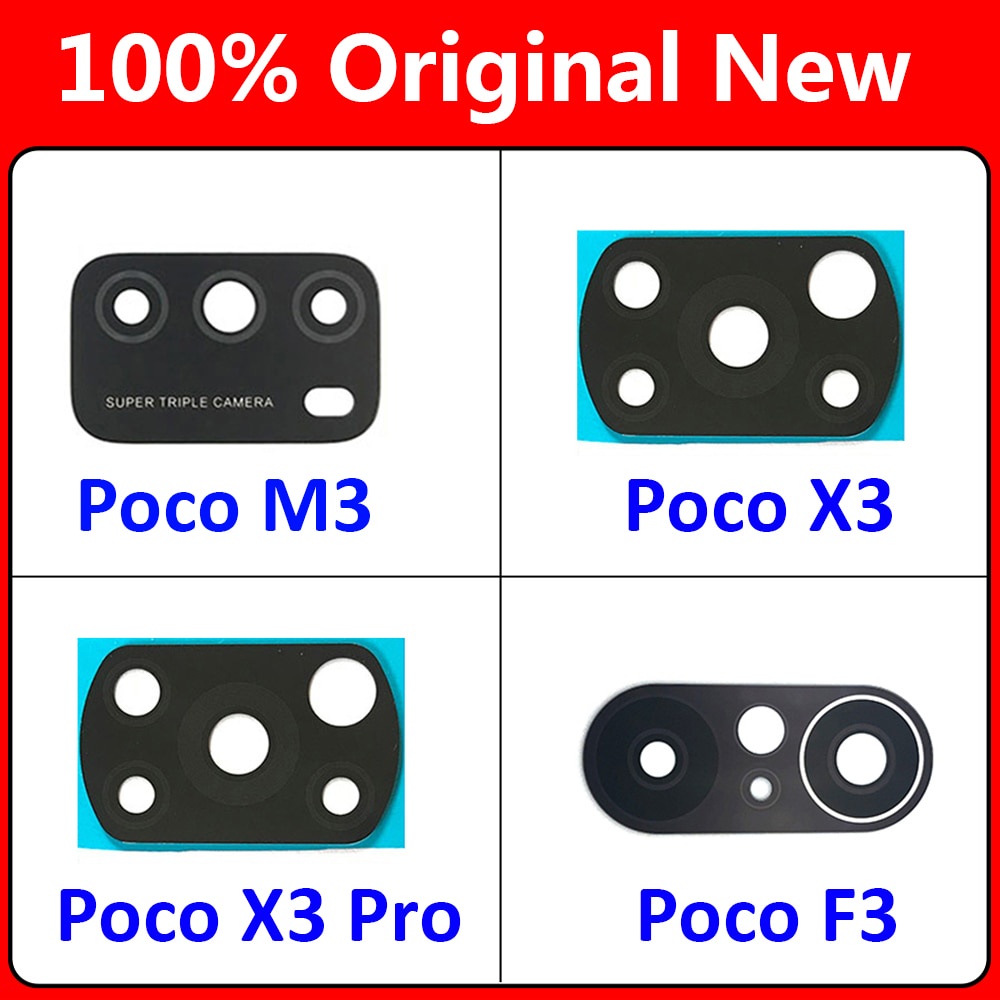 2 ชิ้น/ล็อต,เลนส์กล้องกลับเลนส์กล้องด้านหลังสําหรับ Xiaomi Mi Poco X3 NFC Global Version/Poco M3 X3 