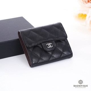 CHANEL TRIFOLD WALLET BLACK CAVIAR SHW