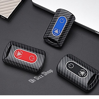 เคสกุญแจรถมอเตอร์ไซต์ Yamaha XMAX ลายเคฟล่า สมาร์ทคีย์  (ABS Key Cover with Colorful Silicone Push button Guard)