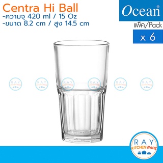 Ocean แก้วน้ำ 420 ml (6ใบ) Centra Hi Ball P01962 โอเชียน แก้วน้ำผลไม้ แก้วเครื่องดื่ม