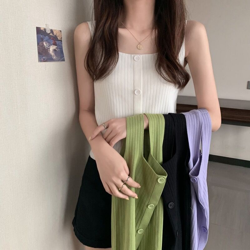 【WJZ】เสื้อกั๊กถักอเนกประสงค์สไตล์เกาหลีสำหรับผู้หญิง【1735】