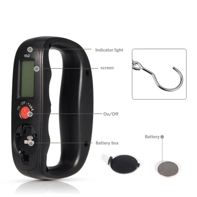 พร้อมส่ง POCKET Digital Scale 50kg 10g LCD อิเล็กทรอนิกส์เครื่องชั่งน้ำหนักมือถือตะขอแขวน Backlight เครื่องชั่งน้ำหนัก