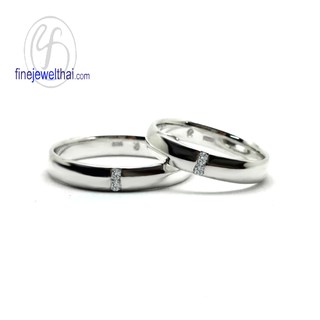 Finejewelthai แหวนคู่-แหวนเพชร-เพชร-แหวนหมั้น-แหวนแต่งงาน-Couple-Diamond CZ-Wedding Ring-Silver-White Gold - RC30147cz