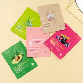 [พร้อมส่ง] LEAVES NATURAL ESSENCE &amp; SERUM MASK SHEET แผ่นมาสก์หน้า เหมาะสำหรับผิวที่มีสีผิวไม่สม่ำเสมอ