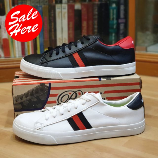 รองเท้าผ้าใบชายผูกเชือก sneaker ทรงแบรนด์ GUCC! สี ขาว สีดำ แถบเขียวแดง 41-43