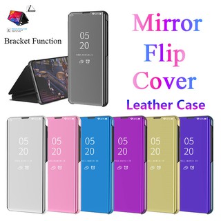 เคส Samsung Galaxy A5 A6 A8 PLUS 2018 ฝาพับ กระเป๋า เปิดปิดเงา เคสโทรศัพท์ฝาพับหนังแข็ง Mirror shell Bracket holder Hard Leather Case Cover