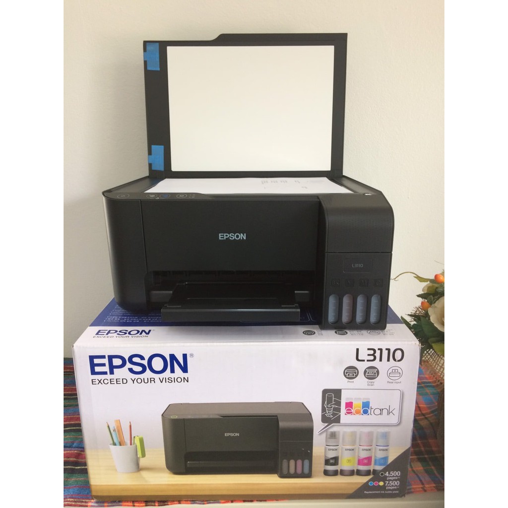 เครื่องปริ้นเตอร์ Printer Epson EcoTank L3110 (3 in 1 print scan copy) พร้อมหมึกเติม Premium ink จำนวน 1 ชุด