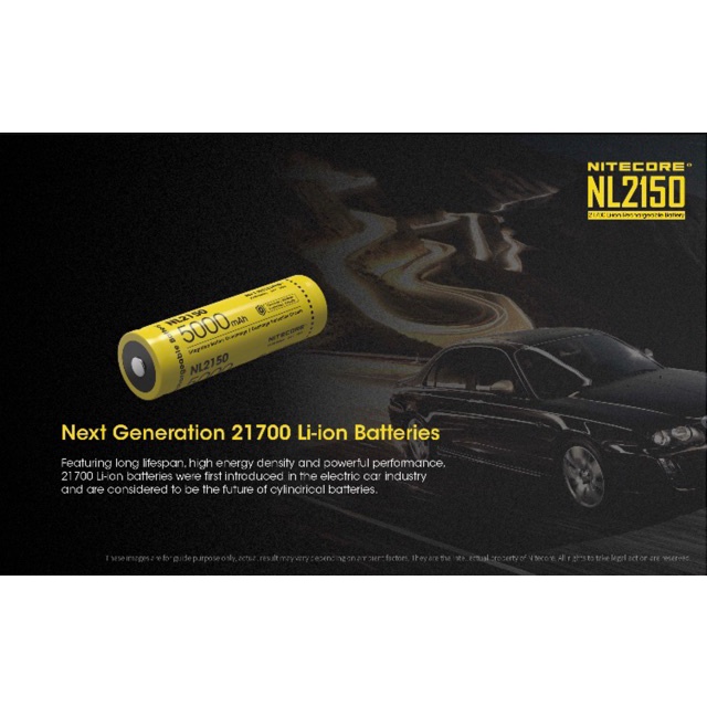 ถ่านชาร์จ Nitecore 21700 5000mAh 3.7V (NL2150) แพค 1 ก้อน ของแท้