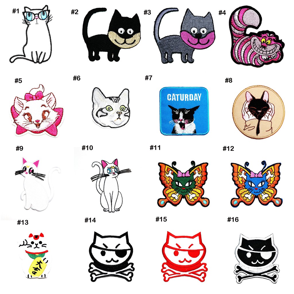 ตัวรีดติดเสื้อ แมว สัตว์ น่ารัก Cat Cartoon Patch งานปัก DIY ตัวรีด อาร์ม wop ตัวรีดลายการ์ตูน ตัวรีดลายแมว ตัวรีดเสื้อ