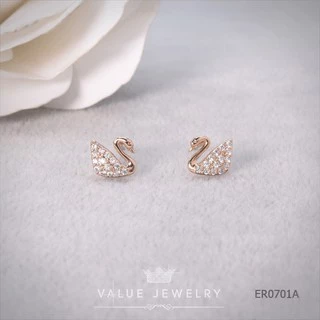 ต่างหูแป้น ฝังคริสตัลละเอียด ลายหงส์สวา Swarovski มี3สี ขนาดเล็ก ตุ้มหู เครื่องประดับ ER0203 ER0212 ER0701 ValueJewelry