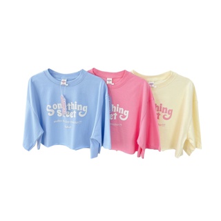 พร้อมส่ง เสื้อครอป โอเวอร์ไซส์ Oversize สไตล์เกาหลี งานสกรีน Something Sweet รหัส 835