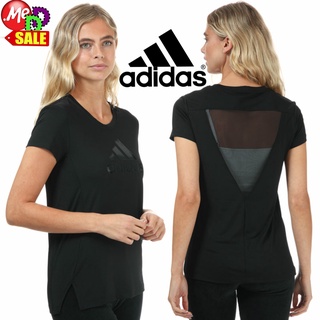 Adidas - ใหม่ เสื้อยืดใส่ออกกำลังกาย แทรกผ้าตาข่ายพาวเวอร์ซีทรูด้านหลัง ADIDASGLAM ON BADGE OF SPORT LOGO TEE FT3067