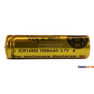 ถ่านชาร์จ Vapcell ICR14500 1000mAh 3.7V 3A ของแท้ (หัวนูน) ราคาต่อ 1 ก้อน แพค 1 ก้อน