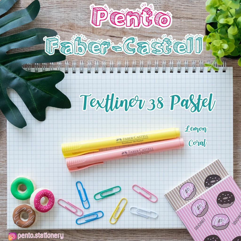 Pentoปากกาไฮไลท์ FABER CASTELL Textliner 38 Pastel สีใหม่ล่าสุด!!!!! สี Lemon และสี Coral