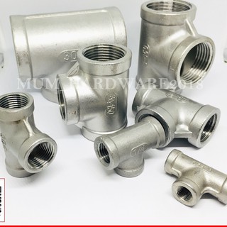 ข้อต่อ สามทางสแตนเลส 304 เกลียวใน ขนาด 1/8 - 2 นิ้ว ( Stainless EQUAL TEE ) เกลียวBSPT(SUS 304)