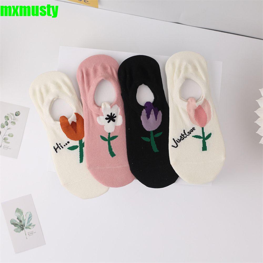 MXMUSTY Breathable Women Socks Unique Korean Style Hosiery Short Socks Little Flower Fashion