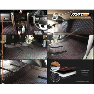 พรมปูพื้นเข้ารูป 5D Premium Fitted Leather Car Mats สำหรับรถรุ่น ALL NEW FORTUNER 2015-2019 (สีดำด้ายแดง)