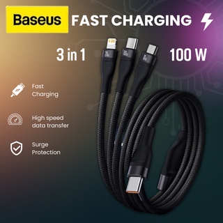 สายชาร์จ ชาร์จไว หัว Type C Baseus Fast Charging Data Cable 3-in-1  100W