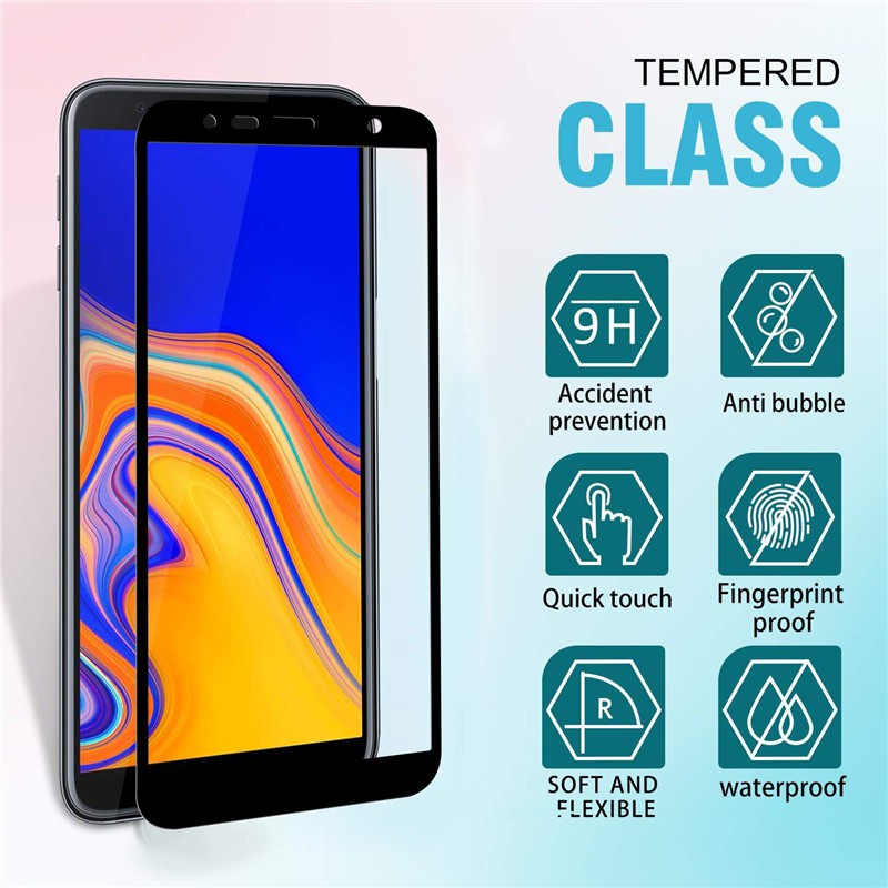 2PCS Samsung Galaxy J4 Plus กระจกนิรภัยป้องกันหน้าจอ Samsung J4+ J415 GalaxyJ4Plus ฟิล์มแก้วคลุมทั้ง