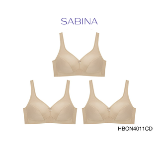 Sabina เสื้อชั้นใน (Set 3 ชิ้น)  รุ่น Happy Adult  ไม่มีโครง รหัส HBON4011CD สีเนื้อเข้ม