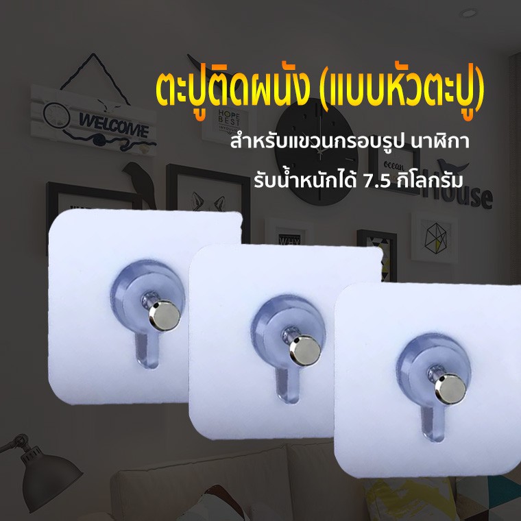 ตะขอติดผนัง  ตะปูติดผนัง แบบหัวตะปู สำหรับแขวนกรอบรูป นาฬิกา ติดแน่น ทนนาน ใช้งานได้หลากหลาย อเนกประสงค์ไม่ต้องเจาะ