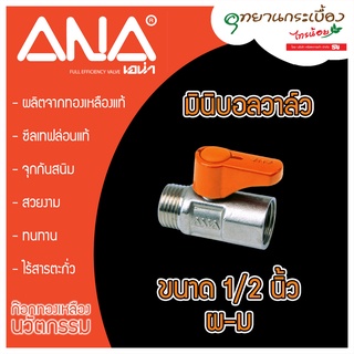 มินิบอลวาล์ว 2 ทาง (ผม) ANA รุ่น ANA-1102 ขนาด 1/2 นิ้ว (ตัวผู้ - ตัวเมีย)