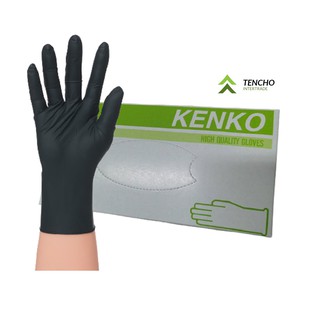 ถุงมือยางไนไตรสีดำหนา 5.0 มิล Kenko สีดำ ไม่มีแป้ง ถุงมือยางไนไตรสีดำ 100 ชิ้น ถุงมือแพทย์ ถุงมือไนไตร ถุงมือลาเท็กซ์