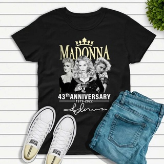 tshirtเสื้อยืดคอกลมฤดูร้อนเสื้อยืดแขนสั้น พิมพ์ลาย Madonna 43Th Anniversary Signature ของขวัญ สําหรับแฟนคลับ Lnh7146Sto4