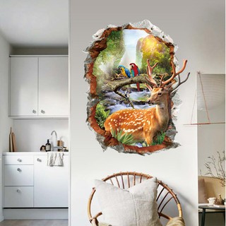 Wall sticker สติ๊กเกอร์ติดผนังสามมิติ 3D กวาง XH7253(กว้าง54cm.xสูง68cm.)