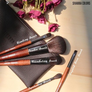 SIVANNA COLORS 5 PIESCE BRUSH SET WITH TRAVEL POUCH PROFESSIONAL MAKEUP STUDIO : BR-1708