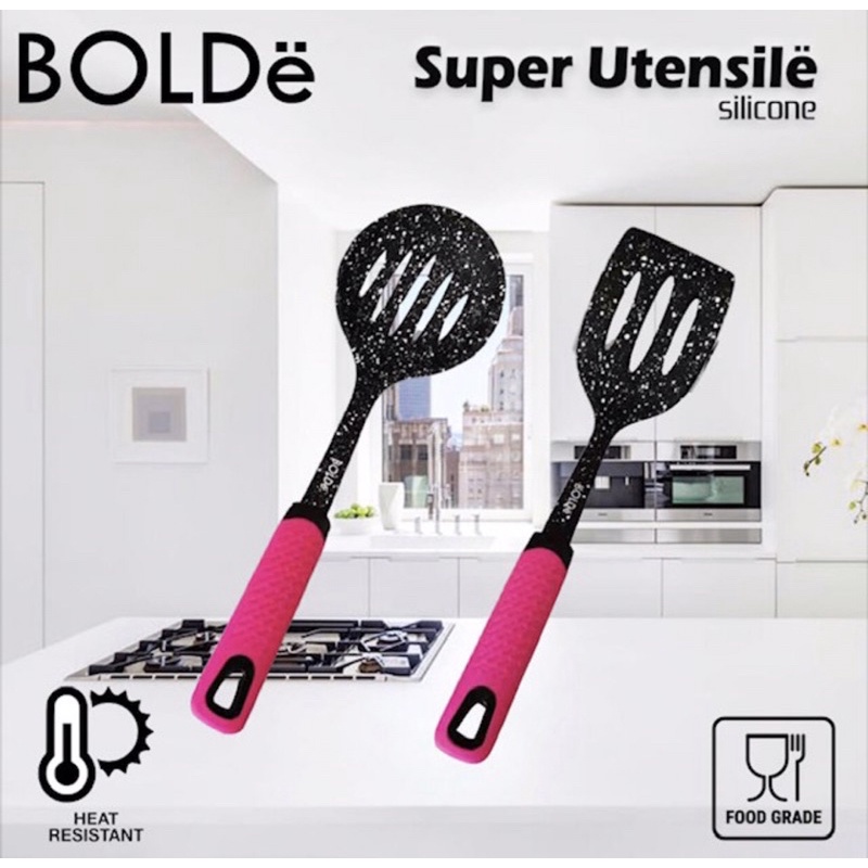 Bolde Super Utensoe Spatula Silicone Sutil Food Grade Black Pink