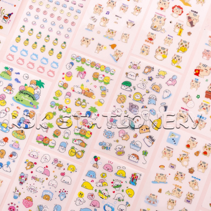 สติ๊กเกอร์ตกแต่งไดอารี่เกาหลีลายการ์ตูนน่ารัก กระดาษญี่ปุ่น แมว แมวน้ำ ซุงซุงไอ