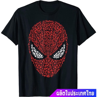 Marvelเสื้อยืดลำลอง Marvel Spider-Man Mask Build Up Fill Graphic T-Shirt T-Shirt Marvel Mens Womens T-shirtsS-5XL