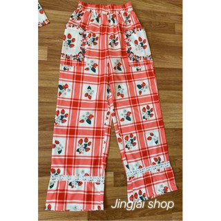 Set2ชิ้น เสื้อเชิ้ต พิมลายดอกไม้ แขนสั้น+กางเกง ขายาว