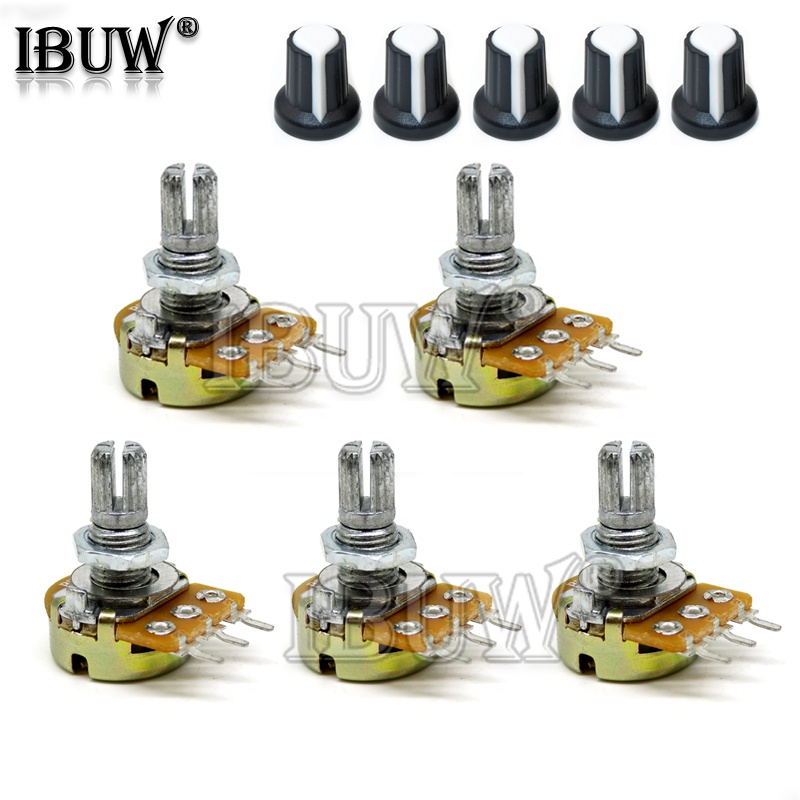 ตัวต้านทานโพเทนชิโอมิเตอร์ WH148 1K 10K 20K 50K 100K 500K โอห์ม 15 มม. 3 Pin พร้อมฝาปิด AG2 สําหรับ Arduino 5 ชุด