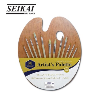 ชุดพู่กัน พู่กัน ARTS &amp; PALETTE SEIKAI Round Painting Brush Flat