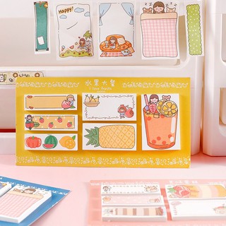 พร้อมส่ง Post-it Paper Sticky Memo Note กระดาษโน๊ต โพสอิท สีพาสเทล ลายขนม ผลไม้ น่ารัก สติ๊กเกอร์ โพสต์อิทโน้ต Scrapbook