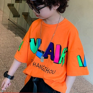 💡Mykids💡&lt;T-SHIRT&gt;เสื้อยืดแขนสั้นเด็ก 2021 เด็กชายใหม่สไตล์เกาหลีหล่อท็อปส์ซูเด็กครึ่งแขนขนาดใหญ่