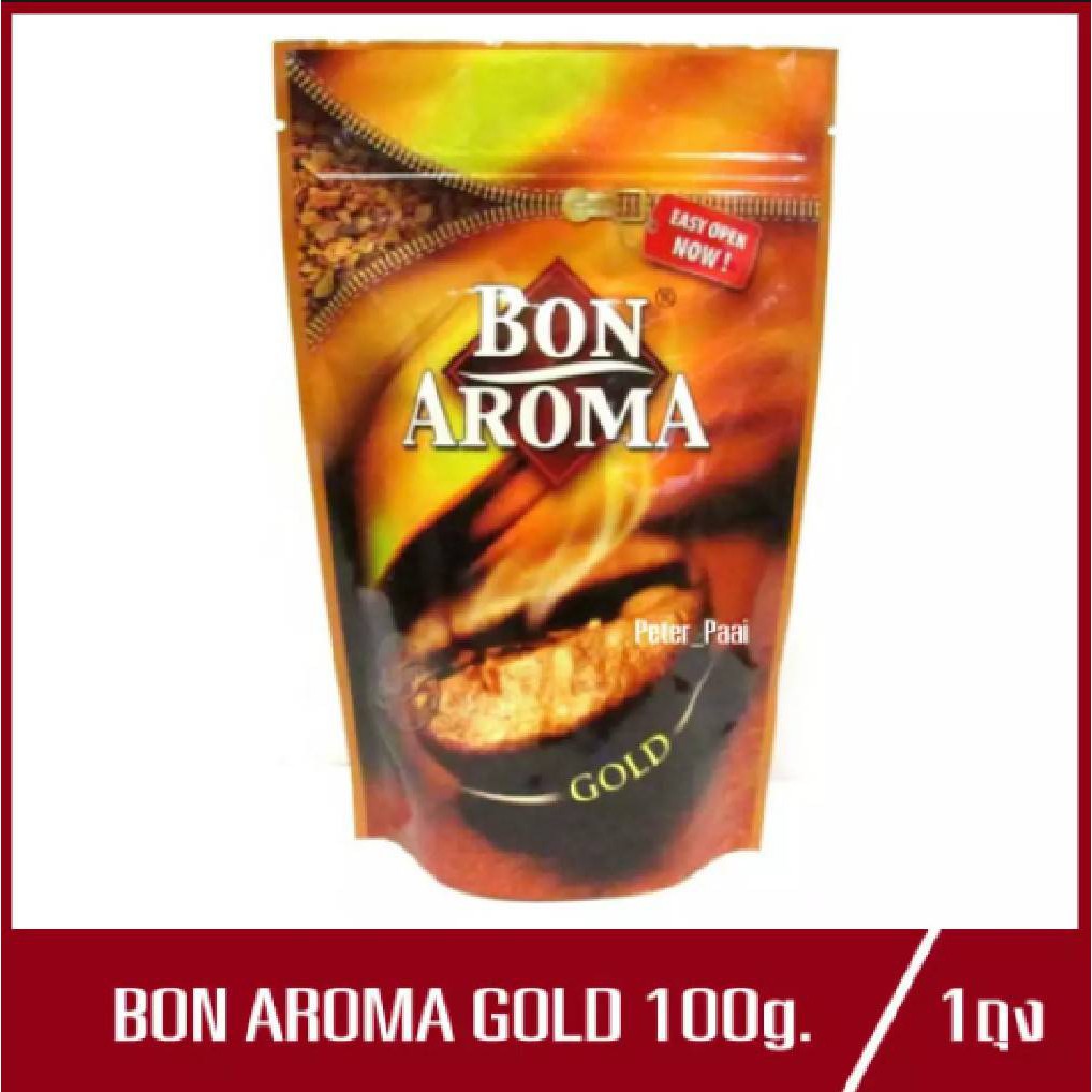 กาแฟ Aroma บอน อโรมา โกลด์ Bon Aroma Gold กาแฟสำเร็จรูป ชนิดฟรีซดราย แบบถุงเติม ซิปล็อค 100g.(1ถุง)