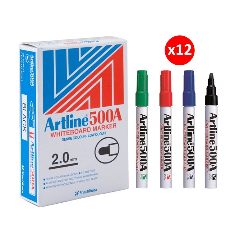 (12 ด้าม) ปากกาไวท์บอร์ด Artline ตราอาร์ตไลน์ รุ่น 500A หัวกลม กลิ่นไม่ฉุน ยกโหล whiteboard marker