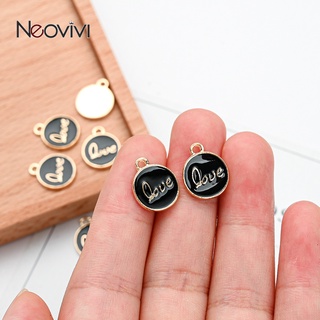 10PCS โลหะผสมโลหะ Drop สีขาวและสีดำรอบเคลือบ Charms Love จี้สำหรับ DIY Handmade ต่างหูสร้อยข้อมือเครื่องประดับวันเกิดของขวัญ