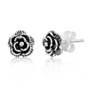 MachuSilver ต่างหูเงินแท้ 925 Sterling Silver ดอกกุหลาบ ขนาดจิ๋ว พร้อมถุงกำมะหยี่