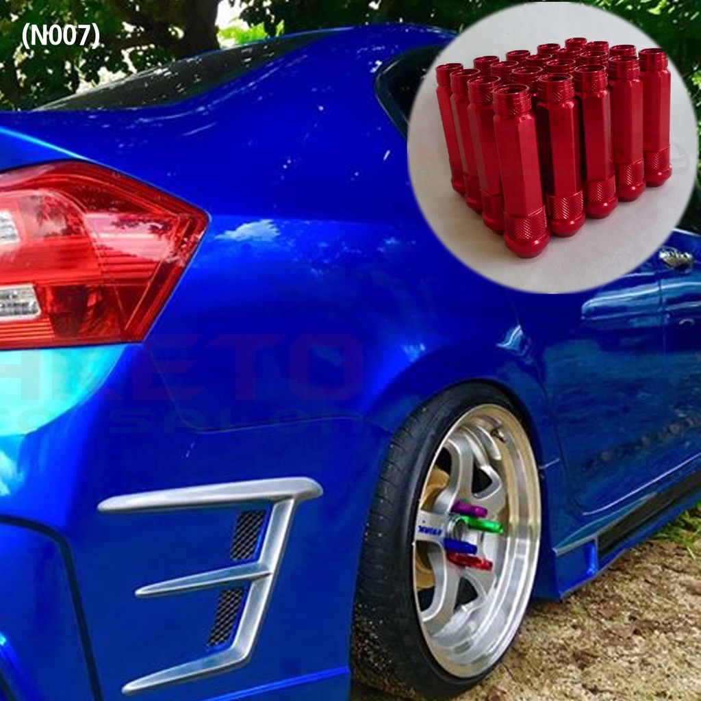 (N007) น๊อตล้อ Long 90MM ทรงยาว หัวเปิด เกลียว 1.50 ใส่โชว์หัวน็อต สีสันสดใส