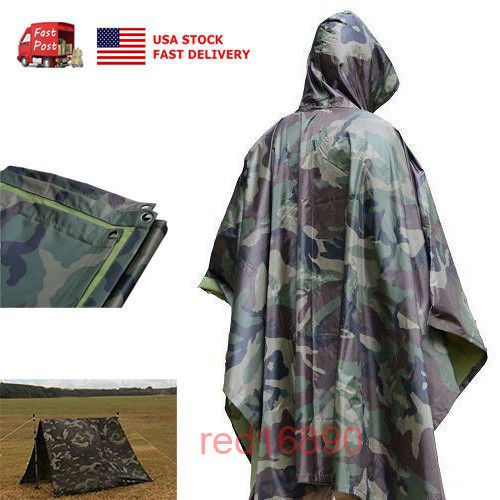 Multifunctional Military Camouflage Waterproof Rain Poncho Raincoat Durable
