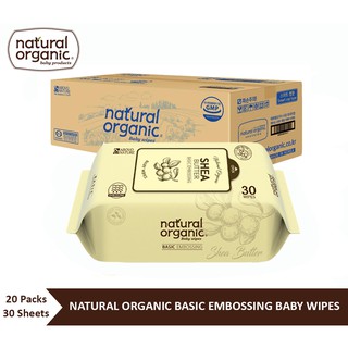 Natural Organic,Basic Embossing Baby Wipes (Portable Type, 20 X 30Sheets) ทิชชูเปียก เนเชอรัลออแกนิค รุ่นเบสิค ขนาดพกพา