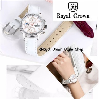 Royal Crown นาฬิกาประดับเพชรรัสเซียแท้เกรดพรีเมี่ยม, เข็มในหน้าปัดใช้ได้ทั้งหมด,บอกวัน,เดือน, เวลากลางคืนและกลางวัน